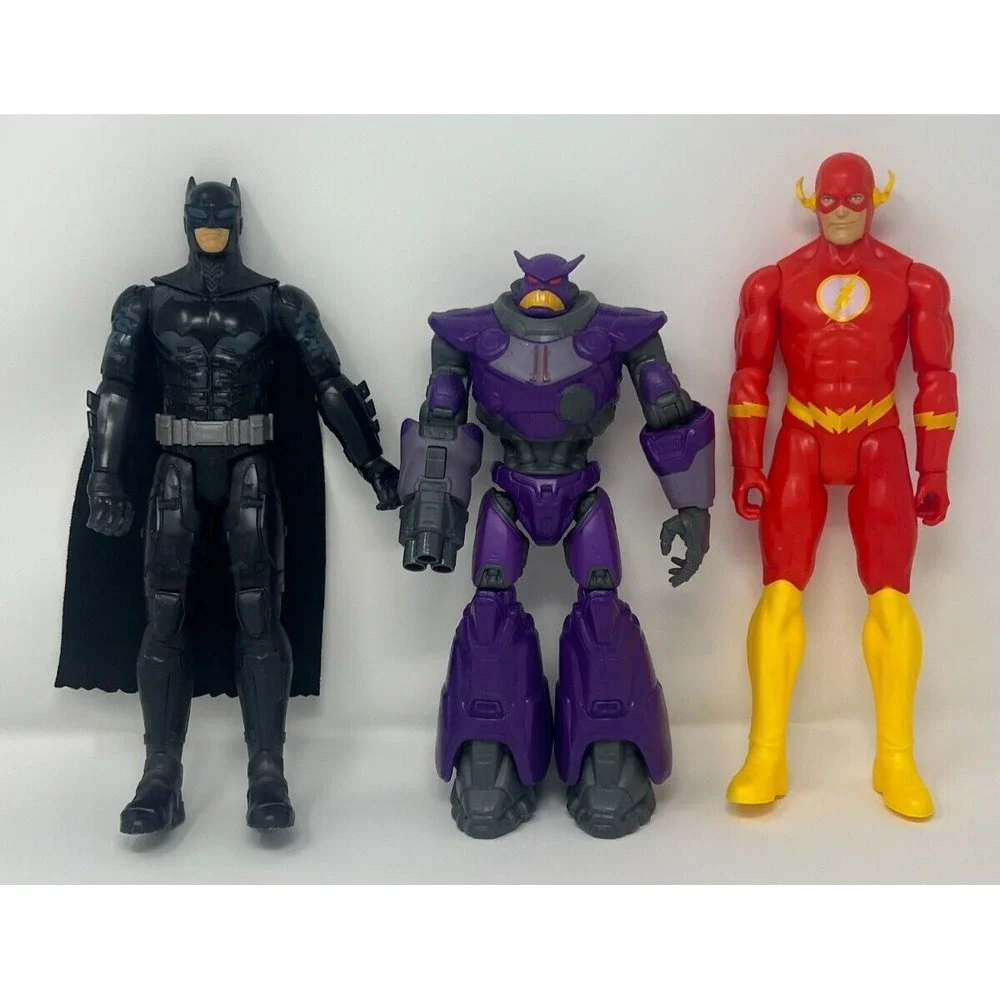 Super Heroes Toys Batman The Flash and Buzz Lightyear Nemesis From Mattel 11 in.